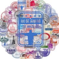 10/30/50pcs National Capital City Postmark Stickers Retro Travel Stamp Cartoon Decals Suitcase Laptop Phone Transparent Sticker