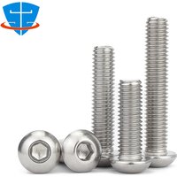 DIN7380 M2 M3 M4 M5 M6 M8 M10 M12 304 acier inoxydable tête cylindrique ronde vis à six pans creux tête de bouton champignon boulons Allen