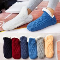 1 Pair Thick Warm Velvet Sleep Socks – Non Slip Mid Tube Home Floor Socks for Women Girls Autumn Winter