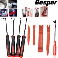 4/5/9pc Hook and Pick Tool Kit Trim Removal Pry Tools & Fastener Clip Pliers, Non-Scratch Universal Automotive Disassembly Tools