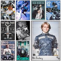 N-Nico Racing R-Rosberg Poster Self-adhesive Art Waterproof Paper Sticker Coffee House Bar Room Wall Decor