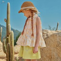 Dave Bella Girls Summer 2PCS Set Sleeveless Shirt Shorts Suits 7-13 Years Childern Printed Tops Trouser Clothing Sets DK2262149 image 4