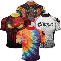 Bjj Rash Guard Jiu Jitsu Short Sleeve MMA Compression T-Shirt Boxing Rashguard for Men with Side Panel Sport Grappling Shirts