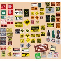 MOC Military City Street View Zombie Figures Printed Tile Building Blocks Fire Warning Sign Ammunition Box Parts Bricks Kids Toy