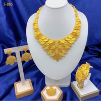Large Round Pendant 24K Gold Plated Jewelry Set for Women Necklace Earrings Bracelet Ring African Bridal Wedding Party Gifts