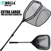 Large Size Aluminum Alloy Fishing Net Rubber Coated Landing Net Telescoping Foldable Landing Net For Sea Carp Fishing Tackle