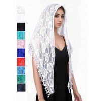 Women's Elegant Floral Embroidered Lace Hollow Rose Bridal Veil Triangular Scarf,For Wedding, Formal Events As Headscarf Shawl