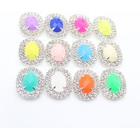 10 pieces of 23 * 28mm double row oval flat crystal four hole sewn rhinestone buttons DIY clothing hair clip decoration accessor