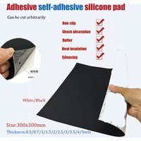 1Pcs 300x300mm Black Silicone Rubber Sheet Self Adhesive High Temp Mat Thick 0.5/0.7/1/1.5/2/2.5/3/3.5/4/5mm White Silicone Pad