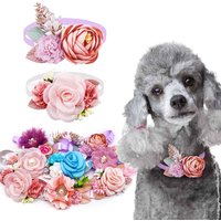 2PCS Flower Collars For Dogs Valentine's Day Dog Bowties Adjustable Cat Ties Cute Dog Bow Ties Collars Pet Dog Accessories
