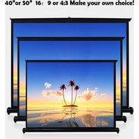 50 Inch 4:3/16:9 Projector Screen Portable HD Projection Screen Foldable Wall Mounted for Home Theater Office Movies