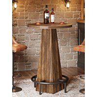 Tribesigns Round Bar Table, 37.4" High Pub Table with Metal Footrest, Drink Bar Station for Small Bars, Dining Room, Kitchen, Brown (Only Table)