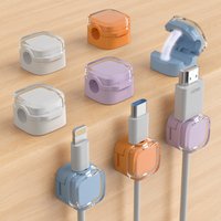 8-piece set of color magnetic charger office desk cable clip, sunlight colored USB charging cable organizer, magnetic plug hook,