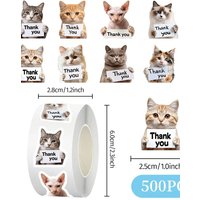 500Pcs Cute Cat Stickers Dog Sticker Thank You DIY Stickers Scrapbooking Phone Luggage Skateboard Waterproof Decals