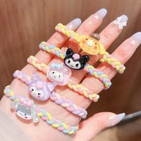 Sanrio Hello Kitty Hair Rope Cartoon Anime Melody Kuromi Handmade Hairclip Fashion Y2k Sweet Hairband Hair Accessories