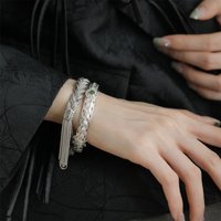 2pcs silver tassels bracelet woven lace bracelet women's fashion light luxury niche high-end touch bracelet jewelry