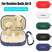 Silicone Protective Sleeve Case For Realme Buds Air 8 Wireless Earphones Cover Anti-scratch Shell Housing Protector With Hook