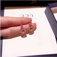 Hot Sale Exquisite Luxury Zircon Stud Earrings For Women AAA Zircon Shiny Rhinestone Geometrical Earring Party Wedding Jewelr