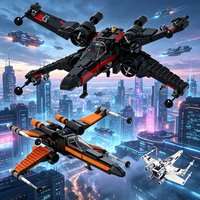 Star Space Fighter Building Blocks Sci-Fi Interstellar War Battleship Model DIY Bricks Toys Kids Adult Collection Desktop Decora