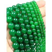Green Jade Beads 4/6/8/10mm Natural Stones Healing Crystals Round Loose Spacer Gem Bead for Jewelry Making DIY Bracelet Necklace