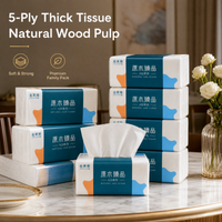 10/20 Packs Wholesale Eco Friendly Portable No Fluorescent Virgin Wooden Pulp Tissue Soft Comfortable 5 Ply Facial Tissue Paper