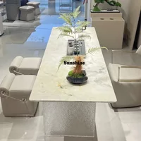 YNatural Fendi white marble, Italian light luxury office villa home, tea table