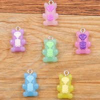 10Pcs 12x20MM 6 Color Skull Bear Charms For Jewelry Making Crafts Resin Halloween Animals Pendants Flat DIY Earring Keychain