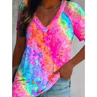 2026 Summer Fashionable Colorful Butterfly Pattern T-shirt for Men 3D Retro V-neck Children's Outdoor Vacation Beach T-shirt