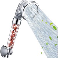 New Shower Bath Head Adjustable 3 Mode High Pressure Stone Stream Handheld Shower Head With Negative Ion Activated Ceramic Balls