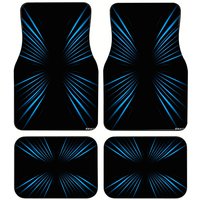 Blue Light Speed Line Tech Car Floor Mats 4 Pcs Universal Non Slip Waterproof Auto Foot Carpets Set Fit Sedan SUV Truck Interior