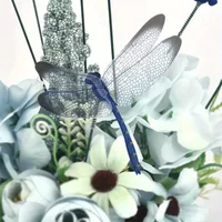 10Pcs 3D Colorful Simulated Dragonfly Flower Pot Stakes Outdoor Courtyard Lawn Garden Decor Ornament Plug-in Crafts