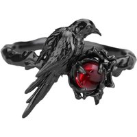 Black Raven Gothic Horror Ring Handmade Artisan Cubic Zirconia Jewelry Promise Ring for Women Gift