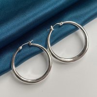 High Quality 925 Sterling Silver 35MM Simple Circle Hoop Earrings For Women Wedding Charm Earrings Wife Birthday Gift Jewelry