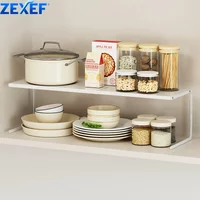 Kitchen Cabinet Organizer Furniture Rack Storage Unit for Bathroom Under Sink Adjustable Height Tiered Shelving Accessories