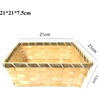 Simple Bamboo Basket Natural Color Handmade Woven Wicker Bread Basket Rectangle Square Bamboo Basket Home Shop Display