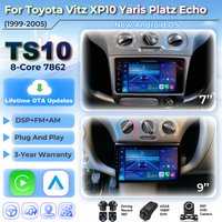 Android 16 dla Toyota Vitz Yaris Echo 1999-2005 Carplay Auto Radio Samochodowe Multimedialny Odtwarzacz Wideo Nawigacja GPS Bez 2Din 2 Din DVD