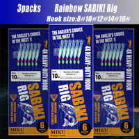 3Packs Rainbow Sabiki Rig, Salt/Fresh, Quick Catch for Mackerel/Sardine/Bass/Tuna, Tackle Set