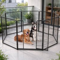 8 Panel Dog Playpen, 102cm High Heavy Duty Dog Pen Indoor & Outdoor, Metal Puppy Play Pen for Small Medium Dogs, Foldable Pet Exercise Pen for Rabbit Cat Duck, Rust-Proof Puppy Whelping Pen