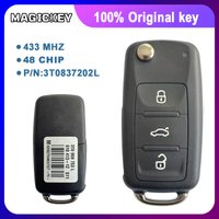 100% Original Remote Key For VW Skoda Remote Key 3 Button 433MHz ID48 Chip PRO Part 3T0 837 202 L