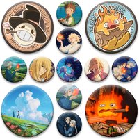 Anime Icons Brooches Howl's Moving Castle Badge for Backpack Accessories Howell Jenkins,Sophie,CalciferCartoon Lapel Pins Gifts