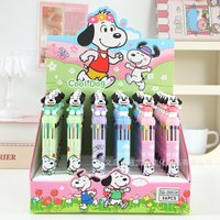 6/36pcs Anime Snoopy 10 Colors Press Ballpoint Pen Diy Color Notebook Pen Student Key Marker Stationery Gift Wholesale