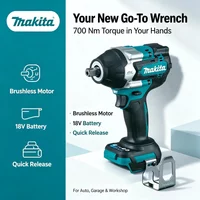 Makita DTW700 Akku-Schlagschrauber, 18 V, bürstenloser Motor, 1000 Nm, hohes Drehmoment, variable Drehzahl, automatische Abschaltfunktion, robustes Elektrowerkzeug, kompatibel mit