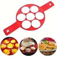 Silicone 7-hole Egg Fryer Round Egg Griddle Food Grade Nonstick Pancake Maker Mold Household Cooking Kitchen Baking Accessories