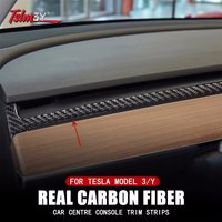 Car Center Dashboard Trim Strip Sticker for Tesla Model Y 2020-2022 Model 3 2017-2022 Forged Carbon Fiber Decoration Accessories