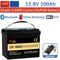 Akumulator litowy LiFePO4 1280Wh 12V 100Ah z Bluetooth i aktywnym wyrównywaniem, akumulator trakcyjny z BMS 100 A, do systemów solarnych i zasilania pojazdów kempingowych/wózków widłowych