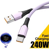 240W USB to Type C Fast Charging Cable USB to Type C Phone Charger Data Cord Quick Charge Cable For iPhone Samsung Xiaomi Huawei