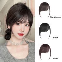 Clip In Synthetic Air Bangs Hair Extension Natural Oblique Fringe Fake Hairpiece For Women Black Brown Daily Use Styling Accesso