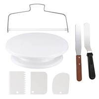 Cake Making Tools Kit For Decorating Include Plastic Rotating Cake Turntable Icing Smoother/Spatula Cakes Leveler Baking Tools