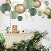 Sage Paper Lantern Wedding Decoration Background Retro Green Lantern Set A Variety of Styles Holiday Props Home Decoration