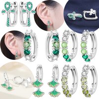 Cross Ginkgo Leaf Hoop Earrings Original Silver Plated Earring Woman's Earring Valentine Anniversary Earrings Jewelry Fine Gift
